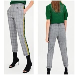 Zara Trafaluc Black White Check Stripe Trousers